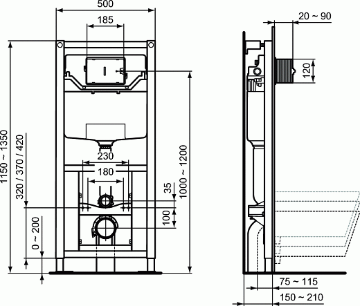 Система инсталляции для унитазов Ideal Standard Prosys Frame 120 M 3H R009567