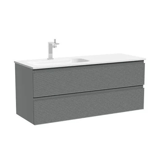 Тумба под раковину Sancos Folk FL120LES, 120 см, подвесная, Ergraut soft, левая