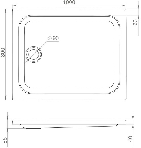 Поддон для душа Aquabath ПД25 100x80