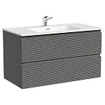 Тумба под раковину Sancos Folk FL90GS, 90 см подвесная, с рельефным фасадом, Grey soft