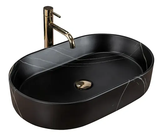 Умывальник Rea Nadia 60 Black Stone Matt 61х38,5 черный камень, REA-U8565