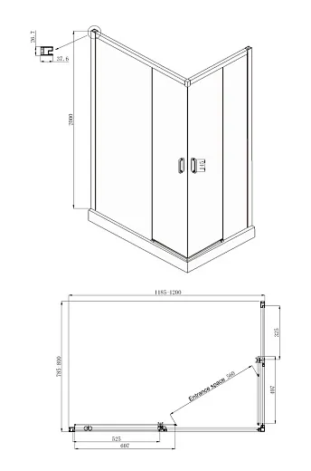 Душевое ограждение Ambassador Queen 11011106L 120*80