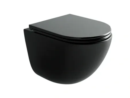Подвесной унитаз Ceramicanova Vogue, CN4008TMB, Торнадо, безободковый, крышка-сиденье микролифт, черный матовый, сантехфарфор