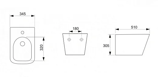 Биде Ceramicanova Metric CN3008 подвесное, 1 отверстие под смеситель, белый, сантехфарфор