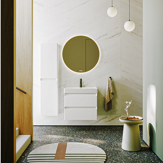 AQWELLA Geometria подвесная тумба с умывальником в комплекте 65,5 см, цвет белый матовый