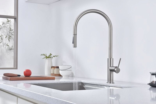 Смеситель PAULMARK SENSO Se215180-BS, (стальной/нержавеющая сталь)