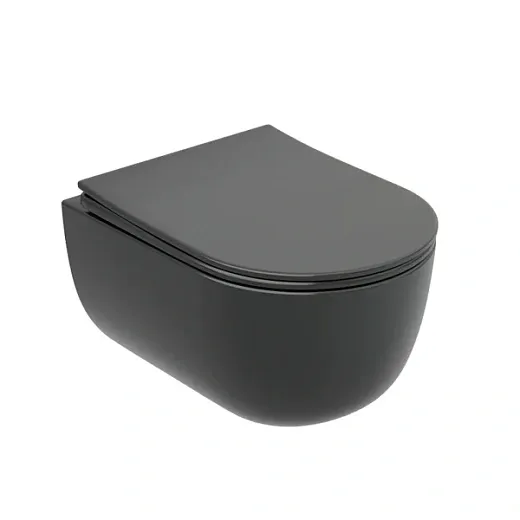 Подвесной унитаз Ceramica Nova Modena, CN6063MDH, безободковый, крышка-сиденье микролифт, темный антрацит матовый, сантехфарфор