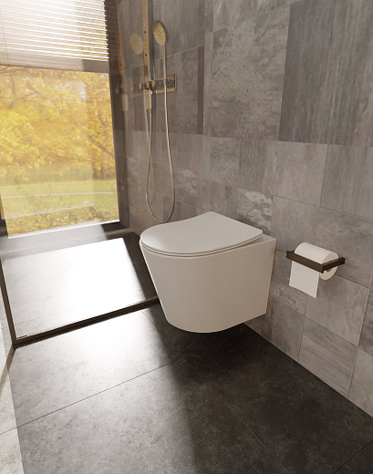 AQM2001 Унитаз подвесной AQUAme с сиденьем SoftClose, технология смыва Rimless, скрытый крепеж. 515x355x365