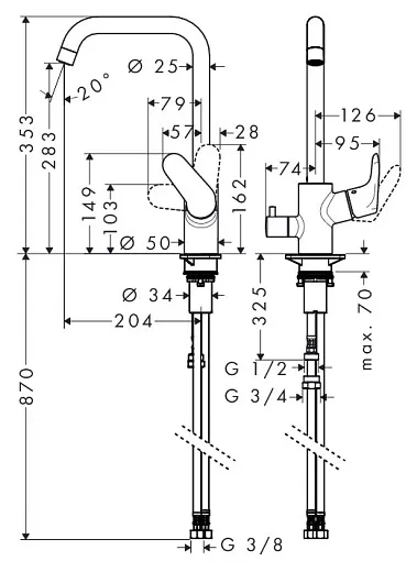 Смеситель Hansgrohe Focus E2 31823000 для кухонной мойки
