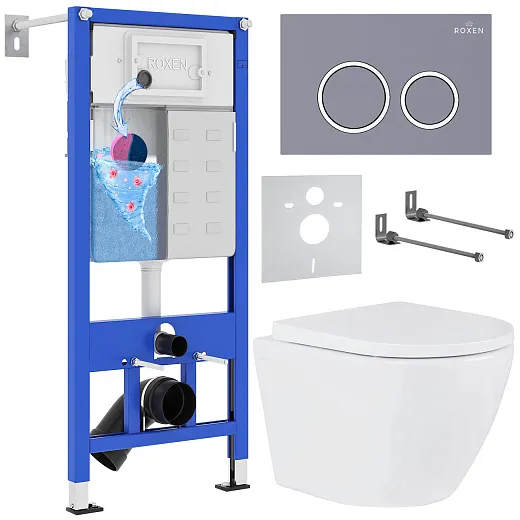Комплект инсталляции с унитазом 6 в 1 Roxen StounFix Dual Fresh 966055 (состоит из: 710200, Santi 410260DG, 530185-02)