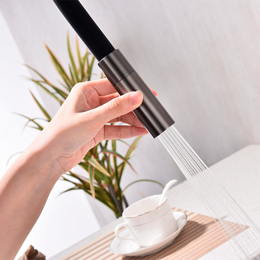 Смеситель PAULMARK TORNADO To213402-B, (вороненая сталь/беретта), гибкий излив