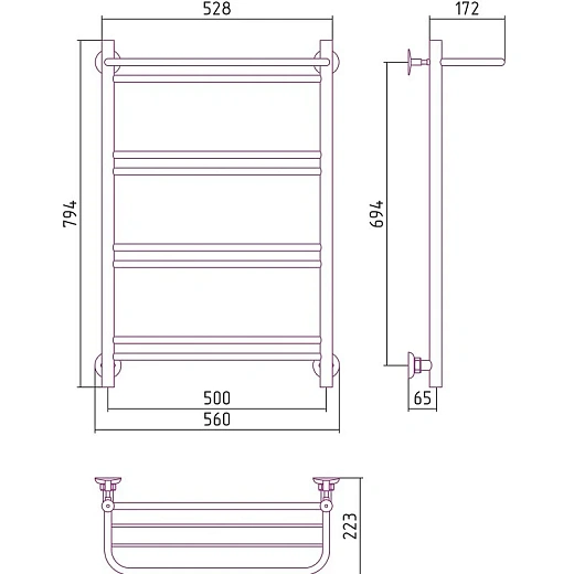 Полотенцесушитель водяной Стилье Версия-Н1, 50/80, 800x500, цвет черный, 17621-8050 Полотенцесушитель водяной Стилье Версия-Н1, 50/80, 800x500, цвет черный, 17621-8050