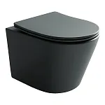 Подвесной унитаз Ceramicanova Balearica CN6000MDH Rimless, безободковый, крышка микролифт, темный антрацит матовый