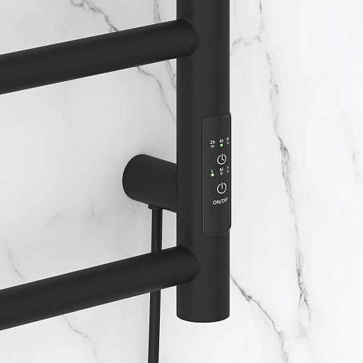 Полотенцесушитель электрический Стилье Формат 27 31528-8050, 800 x 500, ширина 53.2 см, высота 80 см, черный матовый, МЭМ справа Полотенцесушитель электрический Стилье Формат 27 31528-8050, 800 x 500, ширина 53.2 см, высота 80 см, черный матовый, МЭМ справа