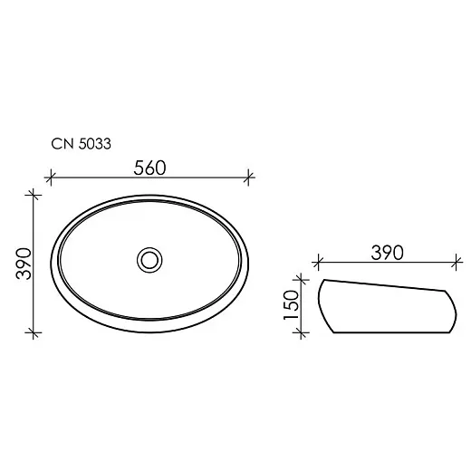 Умывальник Ceramicanova Element CN5033 55см naкладной сантехфарфор белый, CN5033
