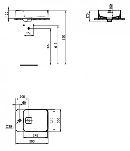 Умывальник Ideal Standard Strada II Vessel Guest 50см белый, T296401