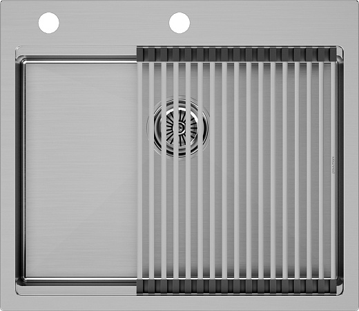 Кухонная мойка Paulmark Kroner 59 Pro + Ролл-мат Pro PM705951-BS+R405-BS брашированная сталь