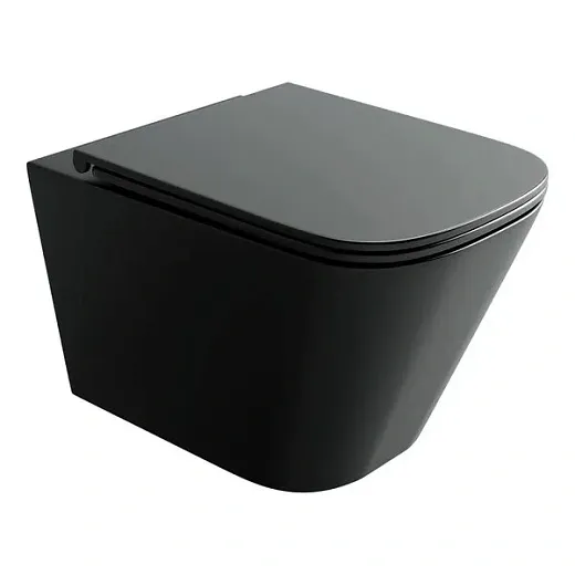 Подвесной унитаз Ceramicanova Union CN4009TMB, безободковый, смыв торнадо, крышка-сиденье микролифт, черный матовый, сантехфарфор