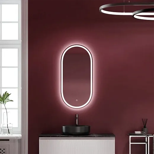 Зеркало Sancos Oval OV55F, 55 х 105 см, с LED подсветкой