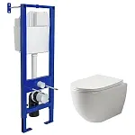 Инсталляция Berges Atom с безободковым унитазом Ceramicanova Mia Rimless сиденье микролифт, 040330/CN1805, сантехфарфор
