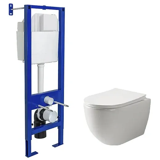 Инсталляция Berges Atom с безободковым унитазом Ceramicanova Mia Rimless сиденье микролифт, 040330/CN1805, сантехфарфор