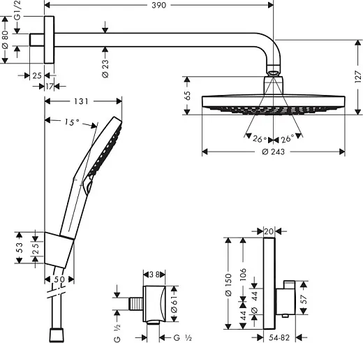 Душевой набор Hansgrohe Raindance Select S/ShowerSelect S 27297000