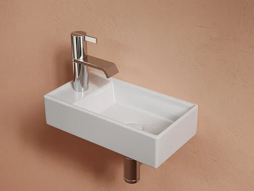 Раковина подвесная CeramicaNova Element, прямоугольная, 407x217x100 мм, чаша справа, белый глянцевый, CN6051R