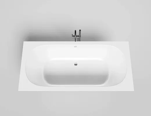 Ванна Salini Ornella Axis 103412MF, 190 х 90 см, из искусственного камня S-Sense, цвет белый матовый, покраска по RAL полностью