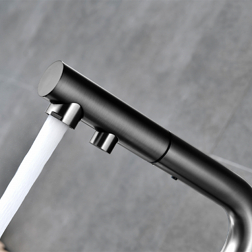 Смеситель PAULMARK SERPENTINE Se213222-GM, (черный/вороненая сталь)