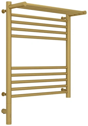 Полотенцесушитель электрический Сунержа Богема 3.0 600 x 500 с полкой, ширина 53.2 см, высота 72.4 см, матовое золото, L/R