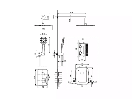 Душевая система Deante Box Gold Br BXYZREBT с термостатом