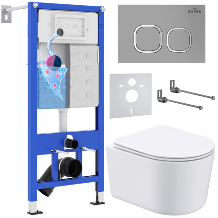 Комплект инсталляции с унитазом 6 в 1 Roxen StounFix Dual Fresh 919136 (состоит из: 710200, Santi 410280М, 530120-01) Комплект инсталляции с унитазом 6 в 1 Roxen StounFix Dual Fresh 919136 (состоит из: 710200, Santi 410280М, 530120-01)