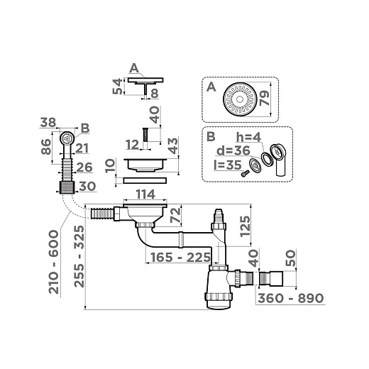 Арматура для одночашевых моек Omoikiri WK-1CL-R AB022