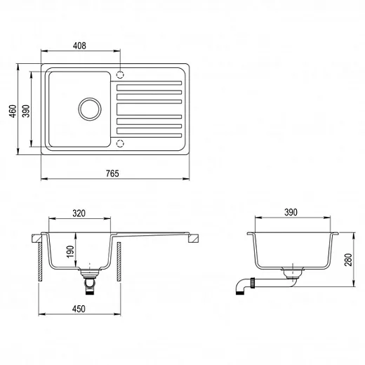 Мойка AquaSanita Notus SQ 101 222 AW graphite