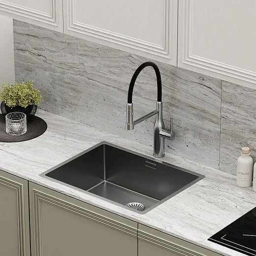 Смеситель для кухонной мойки Sancos Pride SC4011BNG, с гибким изливом, цвет нержавеющая сталь