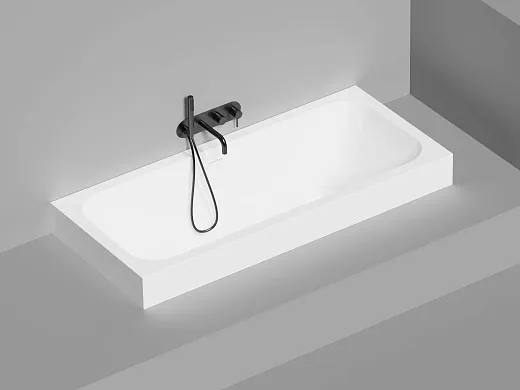 Ванна Salini Orlanda Axis Kit 103323MF, 170 х 75 см, из искусственного камня S-Stone, цвет белый матовый, покраска по RAL полностью