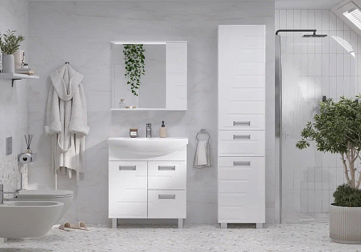 Шкаф с зеркалом Volna Joli 70 белый правый