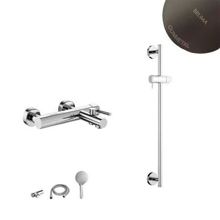 Смеситель для ванны Bruma Lusitano, оружейная сталь, с душевой стойкой, EloX, 1070361MG