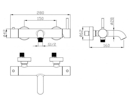 Смеситель для ванны AQUAme Siena AQM6212BN брашированный никель Смеситель для ванны AQUAme Siena AQM6212BN брашированный никель