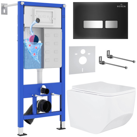 Комплект инсталляции с унитазом 6 в 1 Roxen StounFix Dual Fresh 649644 (состоит из: 710200, Glass 430280B, 530145-01) Комплект инсталляции с унитазом 6 в 1 Roxen StounFix Dual Fresh 649644 (состоит из: 710200, Glass 430280B, 530145-01)