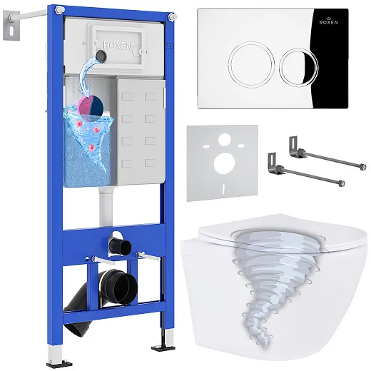 Комплект инсталляции с унитазом 6 в 1 Roxen StounFix Dual Fresh 968340 (состоит из: 710200, Santi 410260CH, 530205-01)
