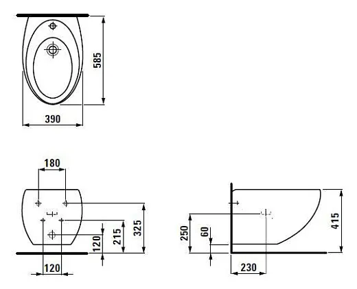 Биде подвесное Laufen Alessi One 3097.1.400.304.1