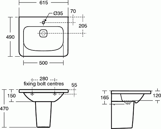 Умывальник 60 см Ideal Standard TONIC II K087801 подвесной