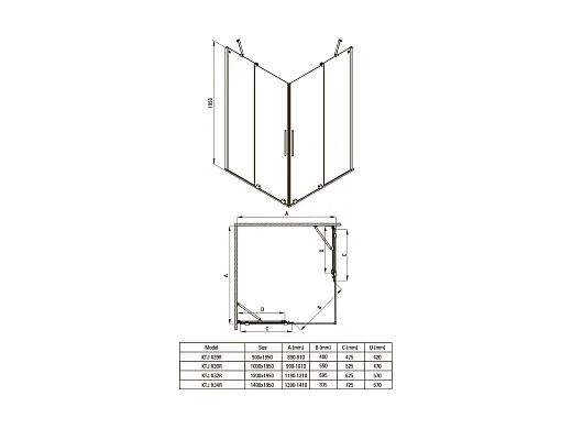 Душевая стенка Deante Prizma Walk-In Steel KTJ_F32R 120х195