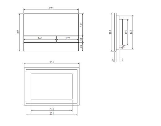 30P2MST2S2MRAL0000 Клавиша смыва Salini PURO (S-Stone, ,белый матовый)