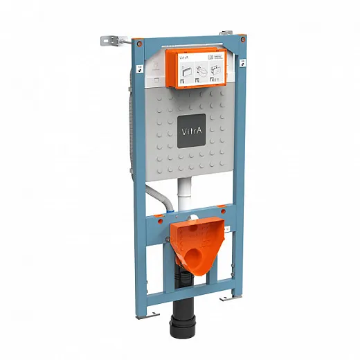 Комплект: подвесной безободковый унитаз S40 SmoothFlush с тонким сиденьем с микролифтом, инсталляцией и панелью управления глянцевый хром [9860B003-7200]