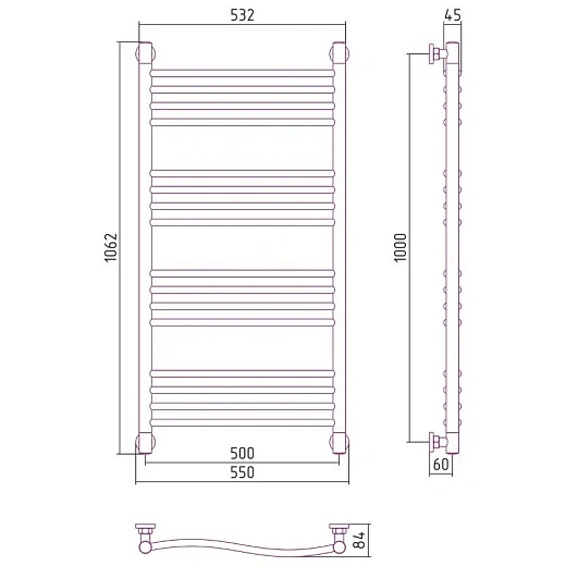 Полотенцесушитель водяной Сунержа Флюид+, 1000x500, цвет шампань, 020-0222-1050 Полотенцесушитель водяной Сунержа Флюид+, 1000x500, цвет шампань, 020-0222-1050