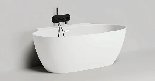 Ванна Salini Alda Wall 101925MF, 170 х 89 см, из искусственного камня S-Stone, цвет белый матовый, покраска по RAL полностью
