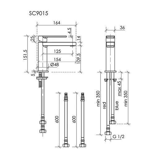 Смеситель для раковины Sancos Studio SC9015CH, хром