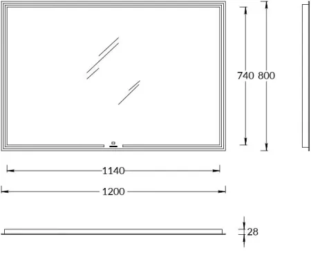 Зеркало KERAMA MARAZZI MIO / Мио прямоугольное с диммером 120, белое, MIO.mi.120\WHT